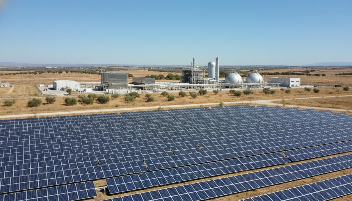 Солнечная электростанция и завод по производству зеленого водорода в Андалусии, Испания.