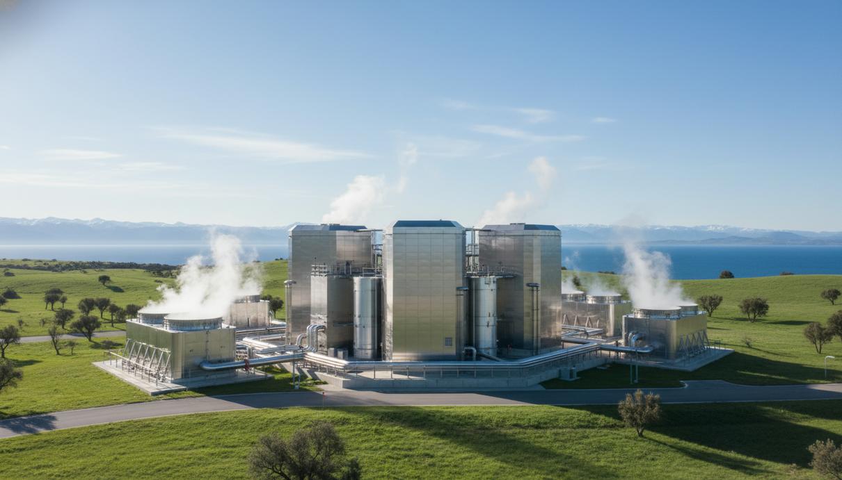 Современная промышленная площадка малого модульного ядерного реактора с металлическими конструкциями